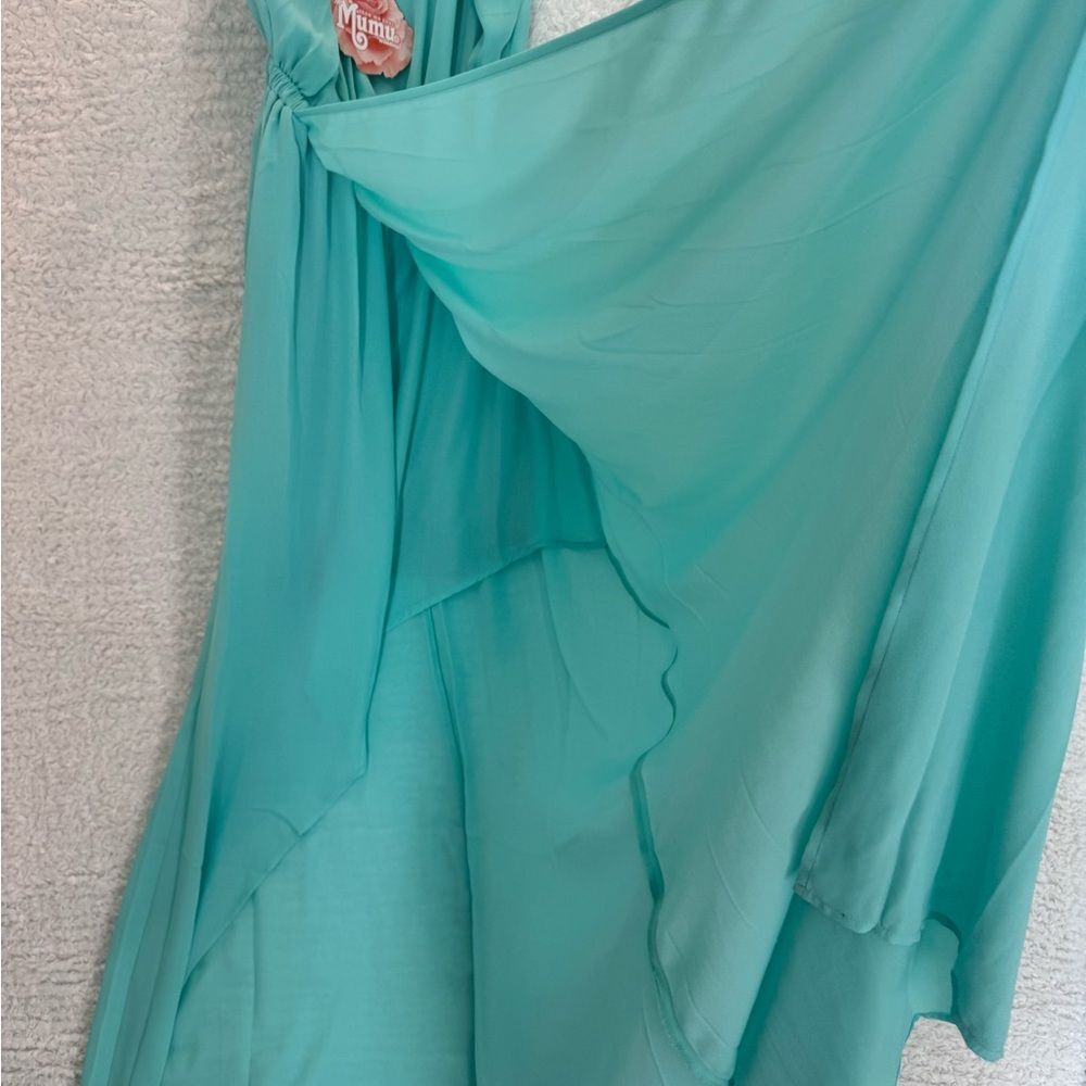 Kendall Elegant Aqua Sleeveless Maxi Dress split front wedding beach bridesmaid - Picture 9 of 10